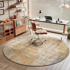 Beige Gold Round Rugs 6ft Washable Circle Area Rug for Entryway Kitchen, Non Slip Soft Low Pile Stain Resistant, Boho Circular Carpet for Living Room Bedroom Dorm Dining Room Table, Abstract - Image 3