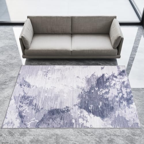Ompaa Living Room Rug 5x7 Light Grey Area Rug Machine Washable Boho Rug Non Slip Abstract Vintage Indoor Large Rugs for Bedroom, Classroom, College Dorm, Farmhouse, Dining Room, Kids Playroom - Image 5