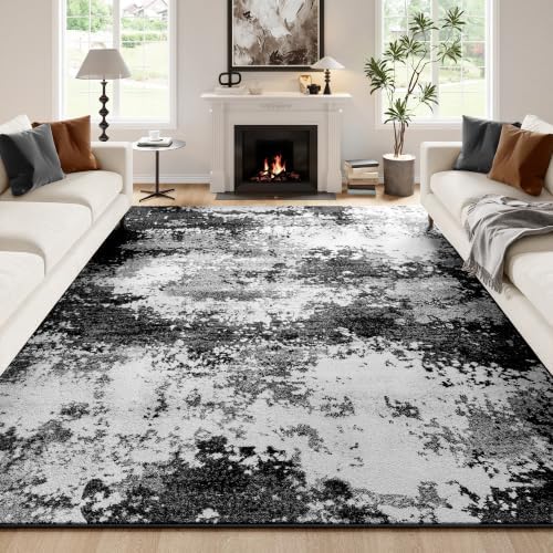 Washable Rug 8x10 Area Rugs for Living Room Bedroom Carpet Black by Acapet
