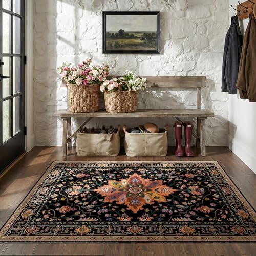 RELEANY Washable Area Rug, 3'x5', Black/Colorful - Image 3