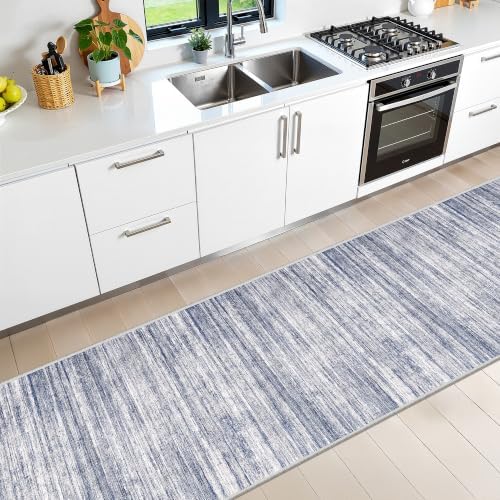 2x10 Runner Rug Non Slip,Washable Hallway Runner Rug,Blue - Image 5