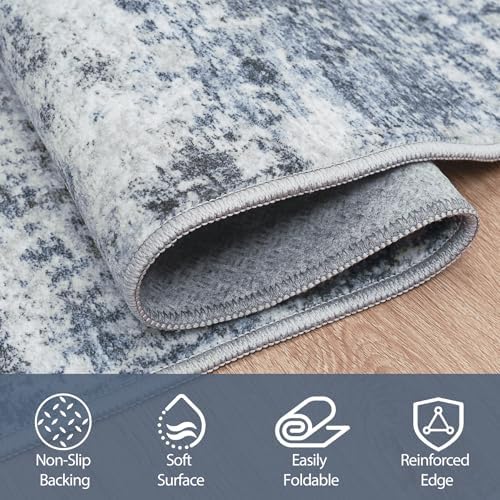 5x8 Area Rugs for Living Room Washable Bedroom Dining Room Blue Grey - Image 4