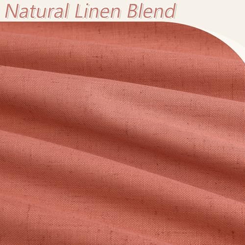 Guken Extra Long 100% Blackout Linen Curtains 108 Inches for Bedroom Coral - Image 3