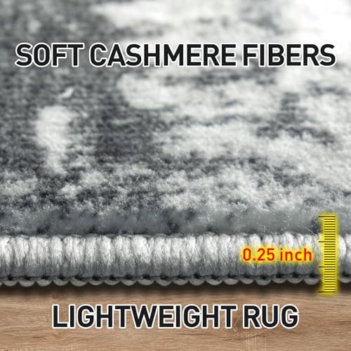 5x7 Area Rugs for Living Room: Washable Abstract Black Grey Gold Carpet - Image 6
