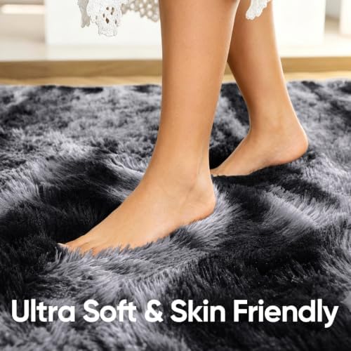 8x10 Extra Large Black Fluffy Area Rug Non-Slip for Living Room Bedroom - Image 5