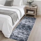 2x5 Washable Runner Rug：Modern Abstract Kitchen Carpet Black - Image 4