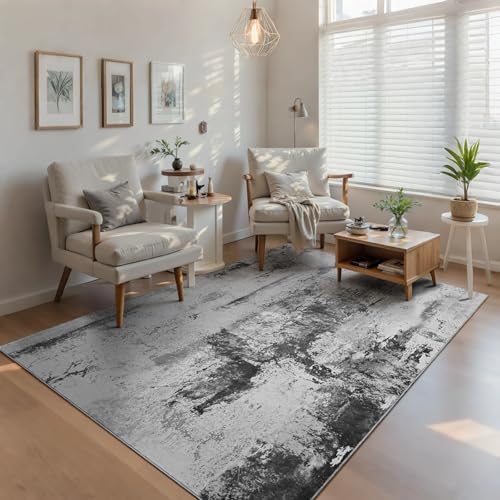 Ompaa Living Room Rug 5x8 Ink Black Area Rug Machine Washable Boho Rug Non Slip Abstract Vintage Indoor Large Rugs for Bedroom, Classroom, College Dorm, Farmhouse, Dining Room, Kids Playroom - Image 4