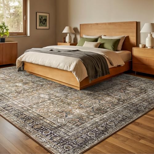 10x14 Area Rugs for Living Room, Non-Slip Washable Brown Large Carpet - Image 2