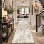 RELEANY Washable Runner 2'x8' Abstract Area Rug for Hallway Neutral Brown - Image 2