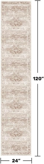 Hazo Haus Non Slip Hallway Runner Rug - 2 x 10 Runner Rug, Washable & Waterproof Kitchen Floor Mat - Extra Long Neutral Farmhouse Boho Design Décor (2x10 Beige/Latte) - Image 2