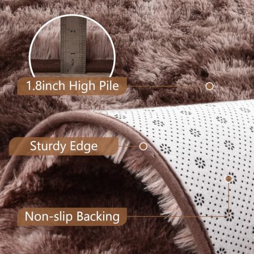 5x7 Tie-Dyed Brown Fluffy Soft Area Rug Non-Slip for Living Room Bedroom - Image 6