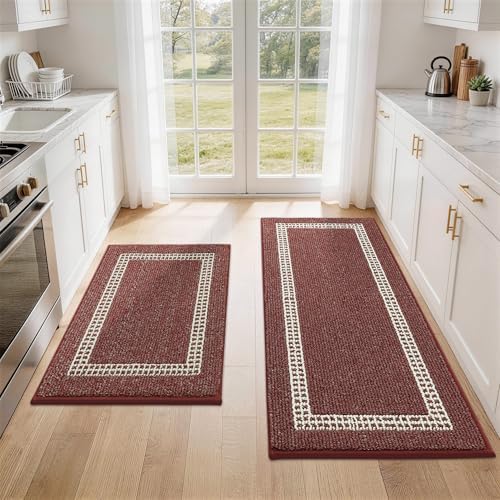 COSY HOMEER Kitchen Rugs Sets of 2 Non-Slip Washable,20"x30"+20"x48" by COSYHOMEER