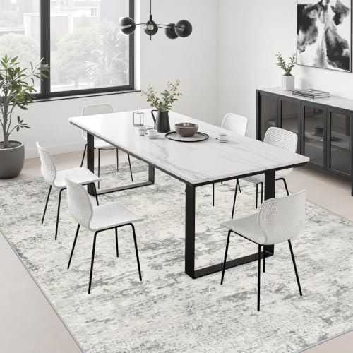 10x12 Area Rug Living Room: Modern Washable Indoor Soft Carpet Gray - Image 4