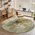 Green Round Area Rugs 4ft Washable Circle Rug for Entryway Kitchen, Non Slip Soft Low Pile Stain Resistant, Boho Circular Carpet for Living Room Bedroom Dorm Dining Room Table, Abstract Sage Green - Image 2