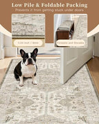 Madane Washable Runner Rug 3x6 Runners for Hallways Non Slip, Ivory/Brown - Image 6