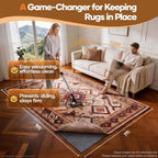 Veken Non Slip Cushioned Rug Pad Gripper, Felt and Silicone Backing, 7 x 9 Ft, 1/4" Thick Carpet Liner Protector Mat for Area Rugs and Hardwood Floors, with Over 99 Pcs Anti-Slip Strips Pattern - Image 2