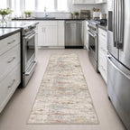 2.6x10 Washable Runner Rug:Modern Abstract Indoor Soft Carpet Taupe - Image 4