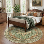 RELEANY Washable Area Rug, Round 8ft, Brick/Brown/Green - Image 3