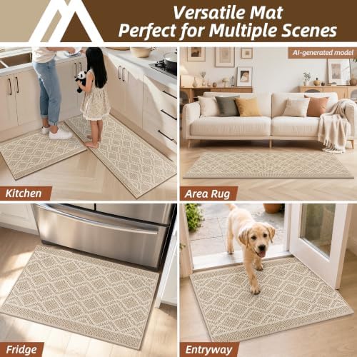 COSY HOMEER Kitchen Rugs Sets of 2 Non-Slip Washable,24”x35“+24”X60“ - Image 7