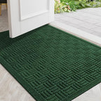 Mibao Front Door Mat Outside Entrance, 36" x 24", Heavy Duty Welcome Mat, Stain and Fade Resistant, Dirt Trapper Doormat, Super Absorbent Indoor Outdoor Entryway Mat with Non-Slip Backing, Green by Mibao