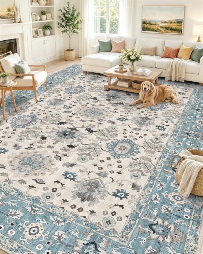 OLANLY 9x12 Washable Area Rug, Soft Non Slip Carpet for Bedroom Living Room by OLANLY