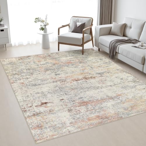 Area Rug Living Room: 4x4 Modern Washable Indoor Soft Carpet Taupe by FXRHLP