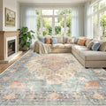 RELEANY Washable Area Rug, Large 10'x12', Blue/Orange/Red by RELEANY