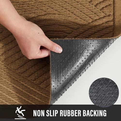 HIYARD Sturdy Front Door Mat, Absorbent Muddy Dirt Resist Welcome Door Mats Outdoor Indoor, Stain and Fade Resistant, Non-Slip Backing Entry Mat Low Profile Doormat for Entryway, 47×32, Brown - Image 3