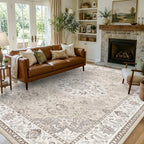 Area Rugs 10x12 Living Room Rug: Washable Rug Soft Vintage Boho Carpet Indoor Floor Non-Slip Stain Resistant Large Carpets for Bedroom Dining Room Farmhouse Nursery Home Office Beige(10x12，Beige) by HYHAOYUNLAI