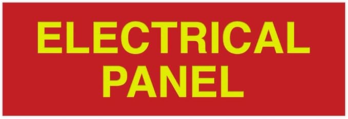 All Quality Basic Electrical Panel Sign - Fire Regulation Safety Compliance Sign - Red/Gold - Medium (10 Pack)