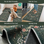 3 Piece Kitchen Rug Set, Washable Non-Slip Kitchen Mats for Hardwood Floor, Boho Farmhouse Kitchen Runner Rug for Sink,Entryway & Hallway & Bathroom (Dark Green, 2x3+2x4+2x5) - Image 4