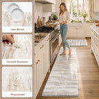 KIMODE Kitchen Anti Fatigue Mats, Farmhouse Abstract Kitchen Rugs Sets of 2 - Image 6