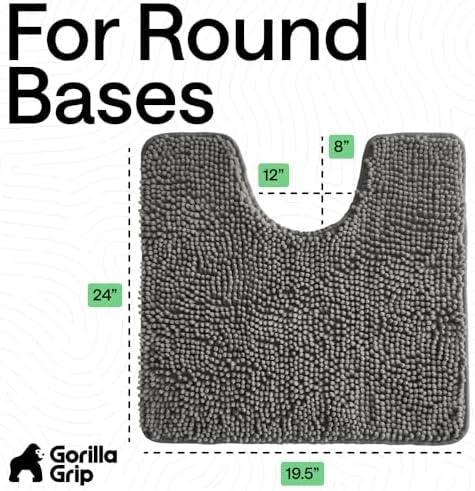 GORILLA GRIP Chenille Bath Rug Mat for Oval Toilet Base, 24x19 Charcoal - Image 2