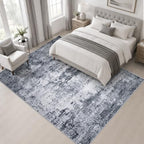 Area Rug Living Room: 6x6 Modern Washable Indoor Soft Carpet Grey - Image 3