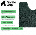 GORILLA GRIP Chenille Bath Rug Mat for Oval Toilet Base, 24x19 Hunter Green - Image 3
