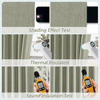 Guken Extra Long 100% Blackout Sage Green Linen Curtains 105 Inches - Image 5