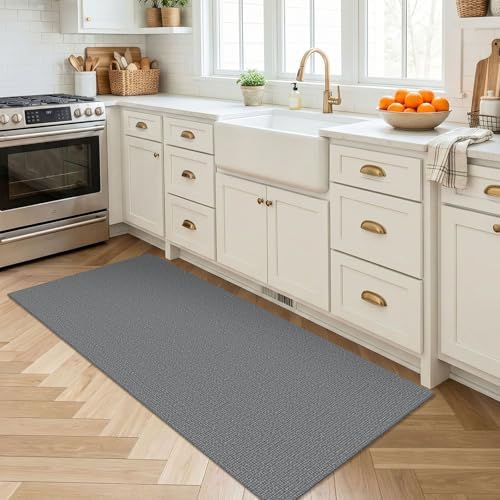 EARTHALL Washable Runner Rug, Non Slip Indoor Doormat, 2x4 Ft, Dark Gray - Image 6