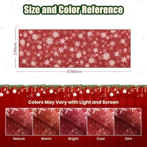 2x6 Christmas Runner Rug for Hallway,Washable Kitchen Rugs,Red - Image 2