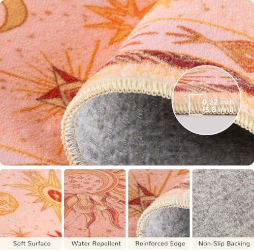 Vacuum-Friendly, 2x10 Washable Area Rug, Pink Gold Beige Red - Image 3