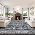 9x12 Area Rugs for Living Room, Black Washable Non-Slip Large Carpet by Lofus