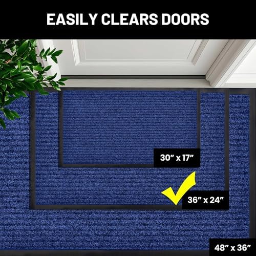 Front Door Mat, Indoor Outdoor Welcome Entryway Entrance Doormat 36x24 Blue - Image 5