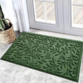 Bulijojo Sturdy Front Entrance Doormats,Durable Heavy Duty Welcome Mat,Thick Absorbent Natural Rubber Non Slip Mat,Easy Clean Entryway Mat 17x30 Inch Leaves Green by ShowYourStyle