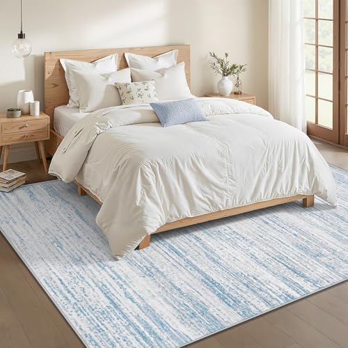 Area Rug 5x7 Living Room Rugs: Washable Modern Rug Non-Slip Soft Rugs Stain Resistant Printed Rug Indoor Carpet for Bedroom Kitchen Dining Room Nursery Home(Blue, 5'x7') - Image 2