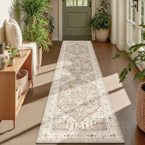 Yamaziot Washable Runner Rug, 2x8 Non-Slip Boho Vintage Hallway Kitchen Rug by Yamaziot