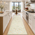 PLHXFR 3x10 Washable Runner Rug：Floral Indoor Kitchen Carpet Beige Multi by PLHXFRSoftAreaRugs
