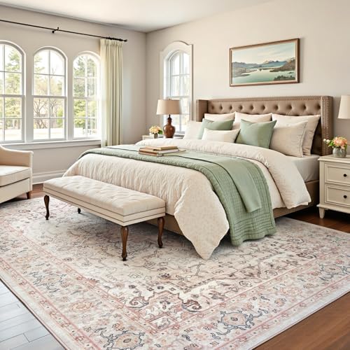 Lofus 6x9 Pink Area Rugs for Bedroom Living Room, Vintage Boho Carpet - Image 3