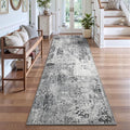 2x8 Grey Rug Runners for Hallways Kitchen Runner Rug Non Slip Washable Black Long Runner Rugs with Rubber Backing Soft Abstract Carpet Runner for Bedroom, Kitchen, Bathroom, Entryway by OmpaaHomeDecor