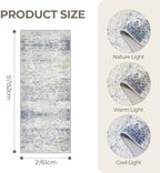 2x5 Rug Runners for Hallways Non Slip,Kitchen Rugs,Blue - Image 2