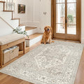 Madane Area Rug 3x5, Washable Vintage Entry Rugs for Bedroom, Beige/Brown by Madane