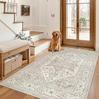 Madane Area Rug 4x6 Washable Rugs Vintage for Living Room, Beige/Brown - Image 4
